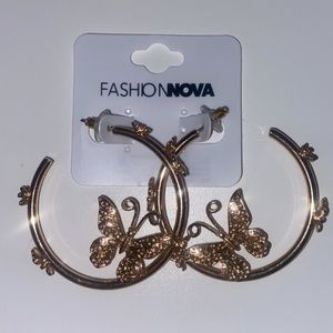 Fashion Nova Gold Butterfly Statement Earrings